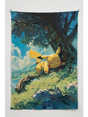 Charmbi Pokemon Duvar Örtüsü – Çok Renkli Anime Temalı Kumaş Oda Dekoru Tapestry