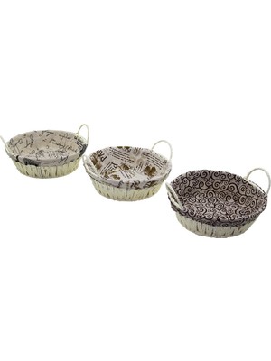 Ankaverse Yuvarlak Renkli Bezli Ip Hasır Ekmek Sepeti Kulplu - Metal Iskelet TABAN:18CM - AĞIZ:24CM Derinlik:8cm Herhangi Bir Desen Gönderilir (5286)