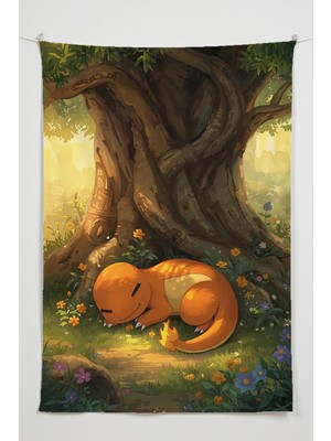 Charmbi Pokemon Duvar Örtüsü – Çok Renkli Anime Temalı Kumaş Oda Dekoru Tapestry