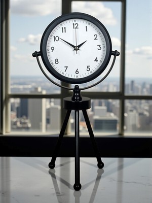 Ankaverse Zentime Prime Black Zarif Üç Ayaklı Metal Masa Saati