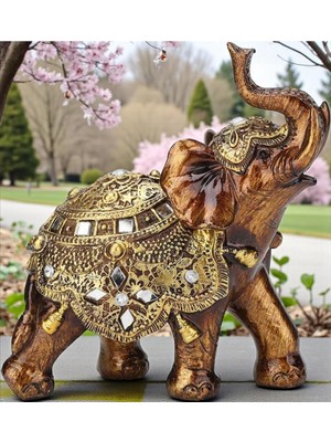 PremiumPort Feng Shui Fil Heykeli Dekoratif Biblo, Şans ve Pozitif Enerji Için 17CM