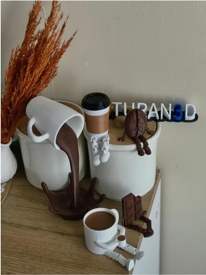 PremiumPort Renkli 5’li Kahve Köşesi Figür Seti, Eğlenceli ve Şık Dekorasyon Parçası