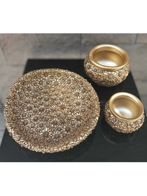 PremiumPort Şık Polyester Papatyalı Üçlü Vazo Seti, Ev Dekorasyonu Için Zarif Seçenek