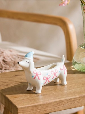 PremiumPort Sevimli Köpek Figürlü Seramik Dekoratif Obje 15 cm