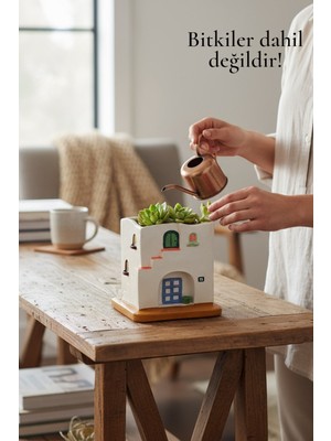 PremiumPort El Boyaması Seramik Saksı ve Mumluk, Dekoratif Obje, Şık ve Zarif Tasarım