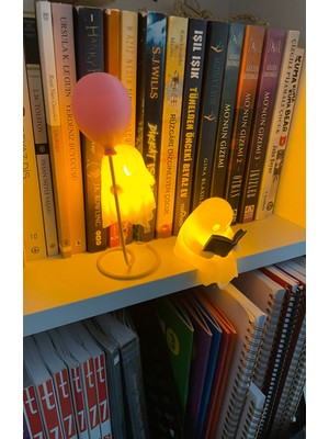 PremiumPort Işıklı Hayalet Figürleri 2’li Set, Kitap Okuyan ve Balon Tutan Tasarım
