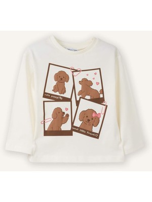 DeFacto Yumuşak Tuşe Köpek Baskılı Penye Tişört Kız Bebek G9385A526SP