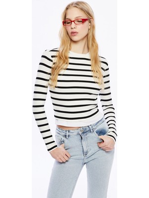 Lc Waikiki Yeni Sezon Bisiklet Yaka Çizgili Kadın Body