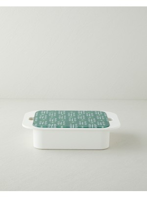 English Home Plantopia Melamin 4'lü Cam Kapaklı Kahvaltılık 30X21 cm Koyu Yeşil