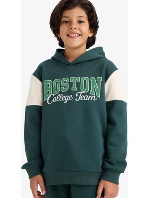 DeFacto Kapüşonlu Baskılı İçi Yumuşak Tüylü Sweatshirt Erkek Çocuk G5553A825CW