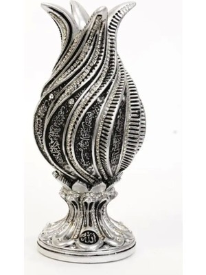 PremiumPort Gümüş Renkli Lale Biblo, Kristal Taş Detaylı Dekoratif Figür