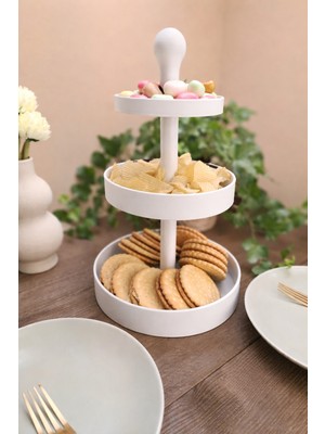 Üç Katlı Atıştırmalık ve Pasta Servis Standı (3d Yüksek Kalite)