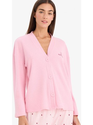 DeFacto Regular Fit V Yaka Uzun Kollu Waffle Üst G6913AX26SP