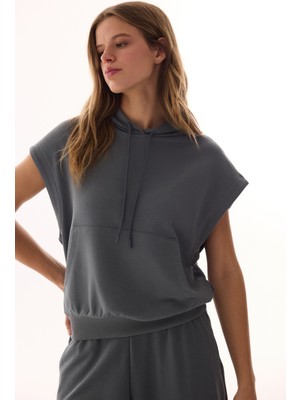 Penti Gri Oversize Kapüşonlu Yelek