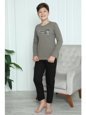 İlkyaz Fashion Erkek Çocuk Penye Pijama Takım Vizon
