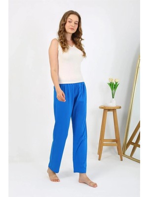 İlkyaz Fashion Kadın Penye Düz Tek Alt Pijama Mavi