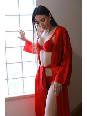 İlkyaz Fashion Kadın Destekli Sütyen Takım Kırmızı