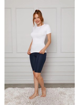 İlkyaz Fashion Microfiber Diz Üstü Tayt Lacivert