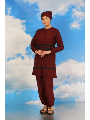 İlkyaz Fashion Kadın Tam Tesettür Mayo Bordo