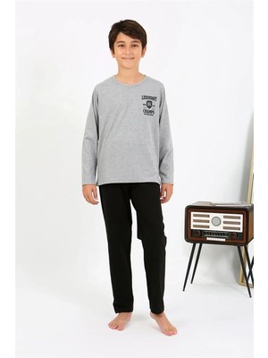 İlkyaz Fashion Erkek Çocuk Uzun Kol Penye Pijama Takım Gri