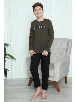 İlkyaz Fashion Erkek Çocuk Penye Pijama Takım Haki