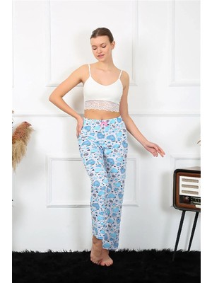 İlkyaz Fashion Kadın Pamuklu Alt Pijama Mavi