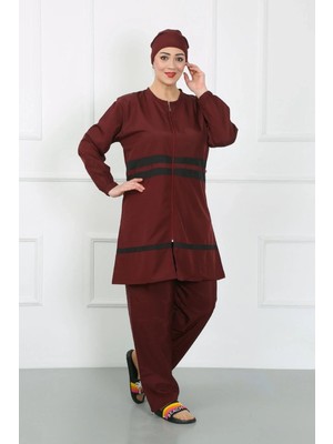 İlkyaz Fashion Büyük Beden Tesettür Mayo Bordo