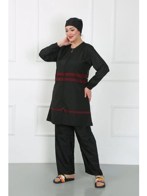 İlkyaz Fashion Büyük Beden Tesettür Mayo Siyah