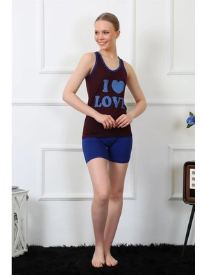 İlkyaz Fashion Kadın Penye Şortlu Takım Bordo