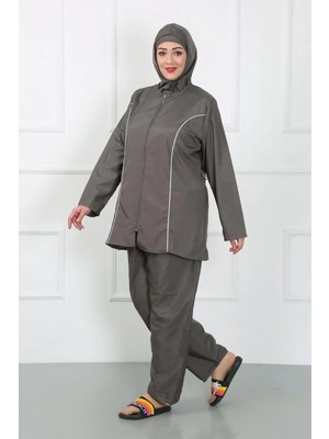 İlkyaz Fashion Büyük Beden Tesettür Büyük Mayo Füme