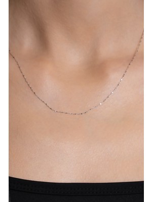 Bayar Gold 14 Ayar Altın Beyaz İnce Aynalı Zincir Kolye