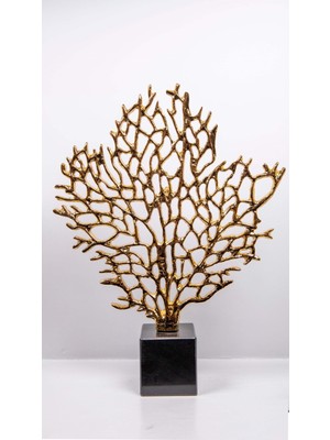 PremiumPort Mercan Gold Küçük Mermer Ayaklı Metal Dekoratif Obje