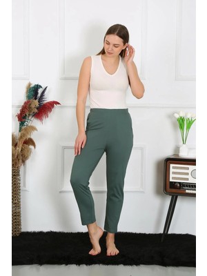 İlkyaz Fashion Kadın Pamuklu Haki Tek Alt Pijama