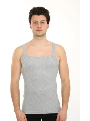 İlkyaz Fashion Erkek Kalın Askılı Likralı Atlet Gri