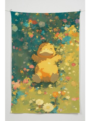 Charmbi Pokemon Duvar Örtüsü – Çok Renkli Anime Temalı Kumaş Oda Dekoru Tapestry