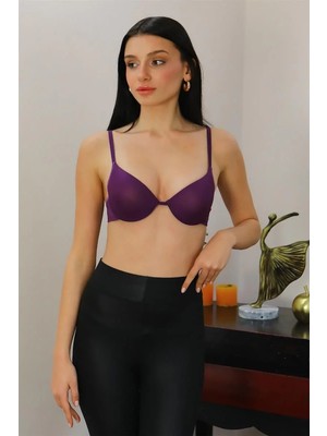 İlkyaz Fashion Kadın Destekli Balenli Sütyen Mor