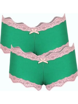 İlkyaz Fashion Kadın Pamuklu 2li Boxer Fıstık Yeşili