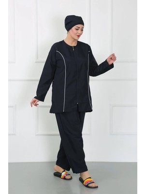 İlkyaz Fashion Büyük Beden Tesettür Büyük Mayo Lacivert