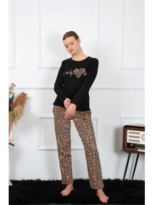 İlkyaz Fashion Kadın Penye Uzun Kol Pijama Takım Siyah