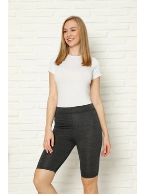 İlkyaz Fashion Penye Likralı Diz Üstü Antrasit