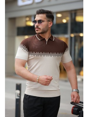 Etiler Collection Erkek Hemşire Yaka Çift Renk Kısa Kollu Tişört