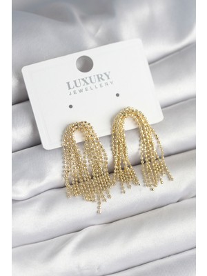 İlkyaz Fashion Pirinç Gold Renk Sallantılı Kadın Küpe ILKYAZB-RSBJTR34