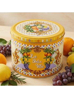Sarkap La Dolce Vita Dekoratif Metal Saklama Kutusu Sarı