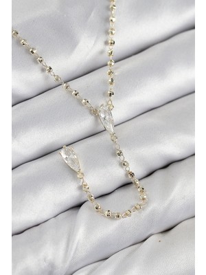 İlkyaz Fashion Pirinç Zirkon Taşlı Gold Renk Kadın Y Kolye ILKYAZB-RSBJTR34