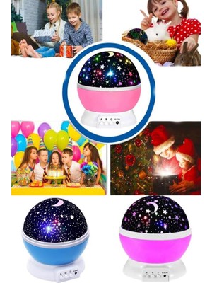 İlkyaz Fashion Renkli Yıldızlı Gökyüzü Projeksiyon Gece Lambası Pilli ve USB Kablolu ILKYZHB-RS3455
