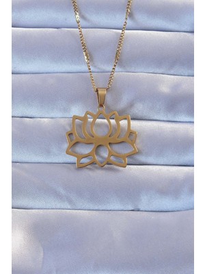 İlkyaz Fashion 316L Altın Renk Lotus Kolye ILKYAZB-RSBJTR34