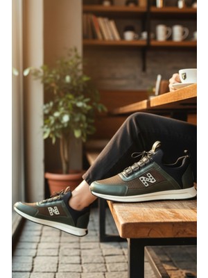 Enoch Erkek Haki Nakış Amblem Detaylı Esnek Tabanlı Günlük Spor Ayakkabı Sneaker