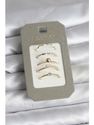 İlkyaz Fashion Pirinç Gold Renk 5'li Yüzük Seti ILKYAZB-RSBJTR34