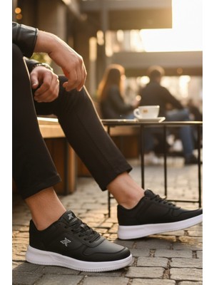 Enoch Erkek x Amblem Detaylı Yüksek Beyaz Tabanlı Günlük Spor Ayakkabı Sneaker