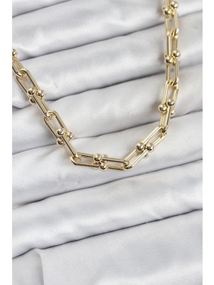 İlkyaz Fashion Pirinç Gold Renk Tifani Model Kadın Kolye ILKYAZB-RSBJTR34